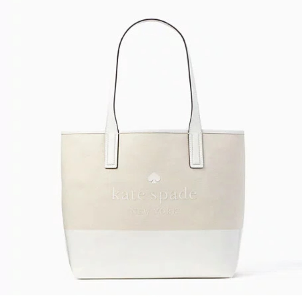 Kate Spade logo white canvas tote bag
